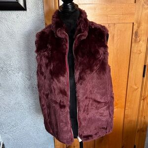 J. Crew Plush Burgundy Faux Fur Vest